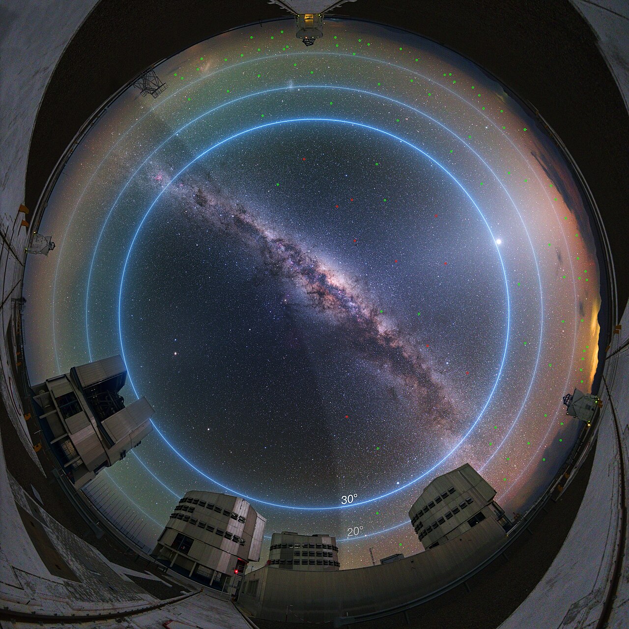 Contexto · satélites visibles a simple vista desde Paranal, a unos 40 km de la ruta